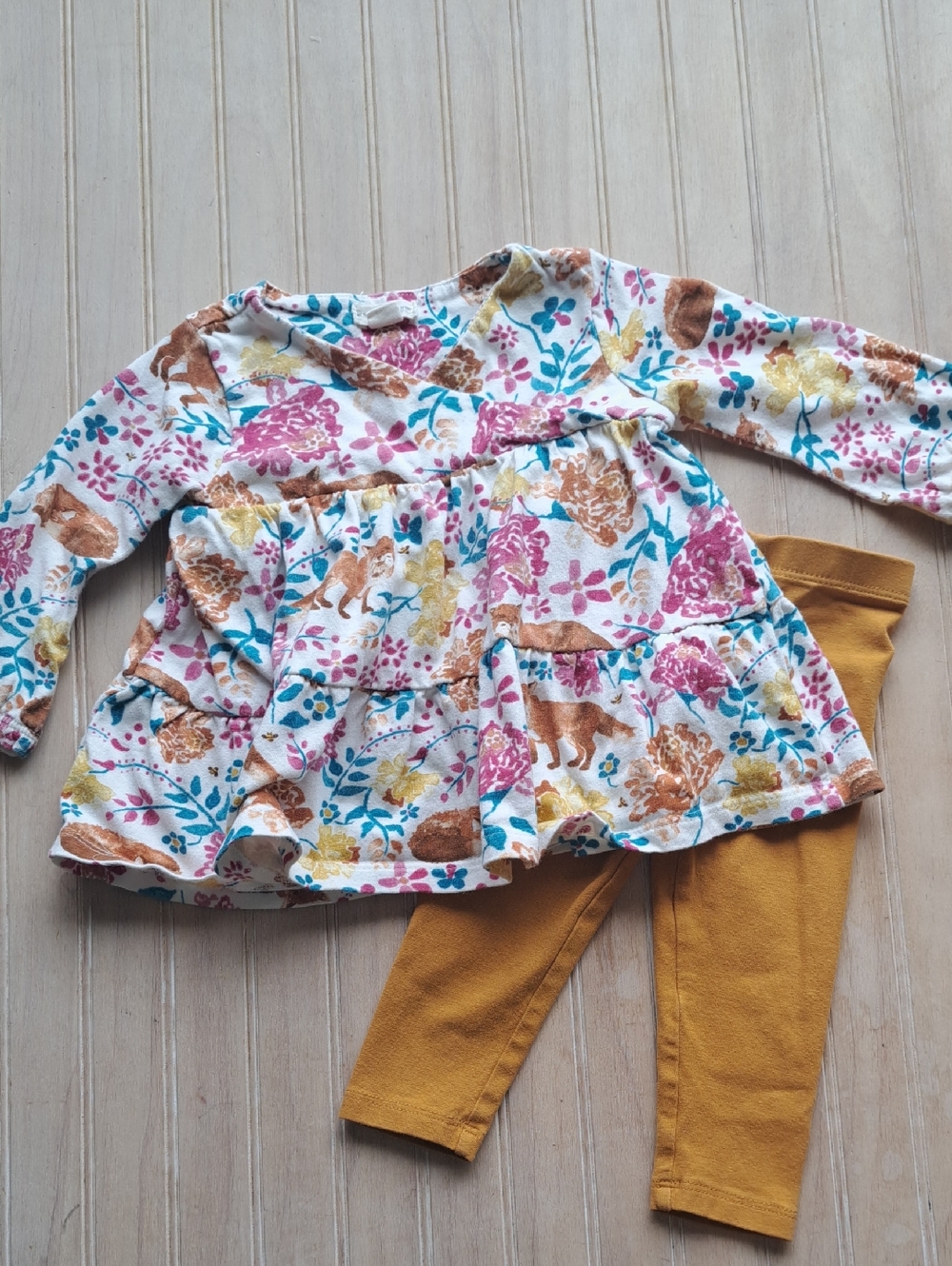 Burt's Bees Baby Organic Cotton Woodland Tunic Dress & Leggings Set Infant Boho